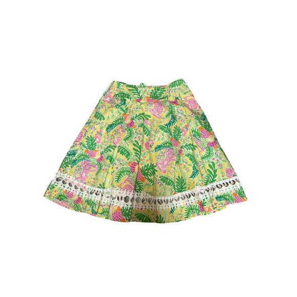 Vintage Lilly Pulitzer Pineapple Monkey Print Skirt | Size 4 Tropical Cotton - Picture 3 of 4